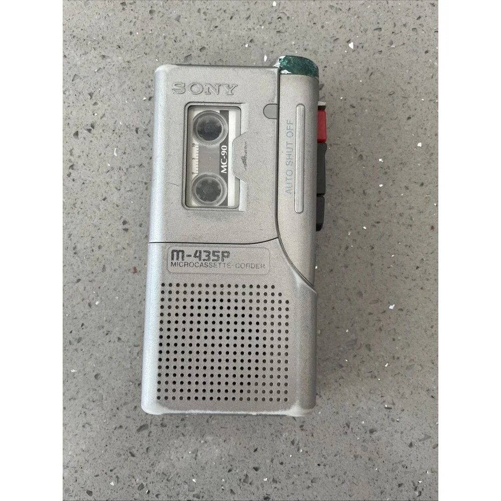 PARTS/REPAIR! Sony M-435P Microcassette Corder Silver Handheld Voice Recorder